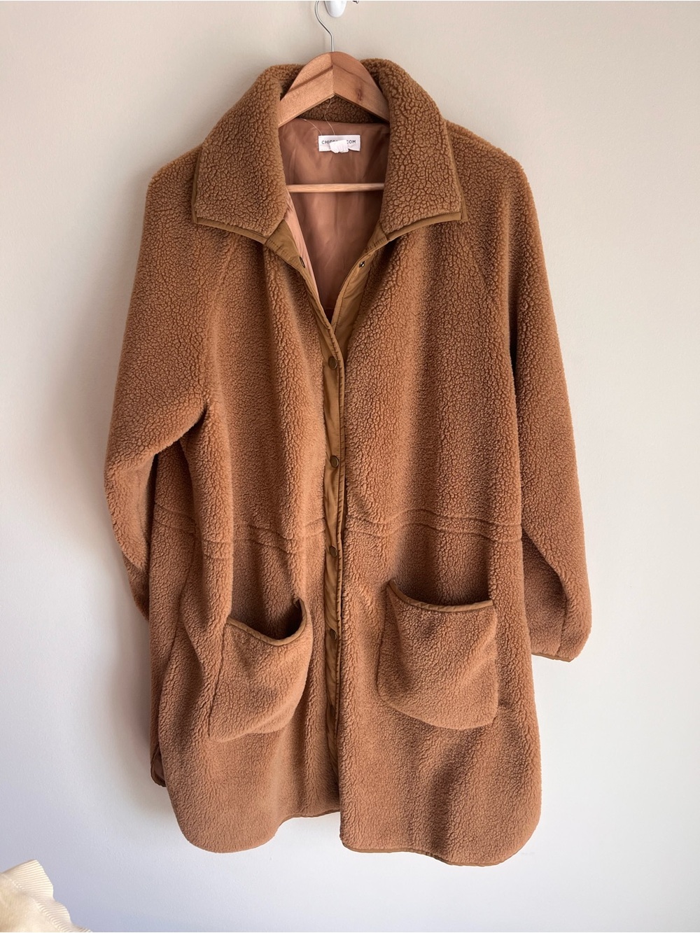 Chic Soul Women’s Teddy Bear Boucle Coat Jacket Button Front Carmel Size 2X Fall